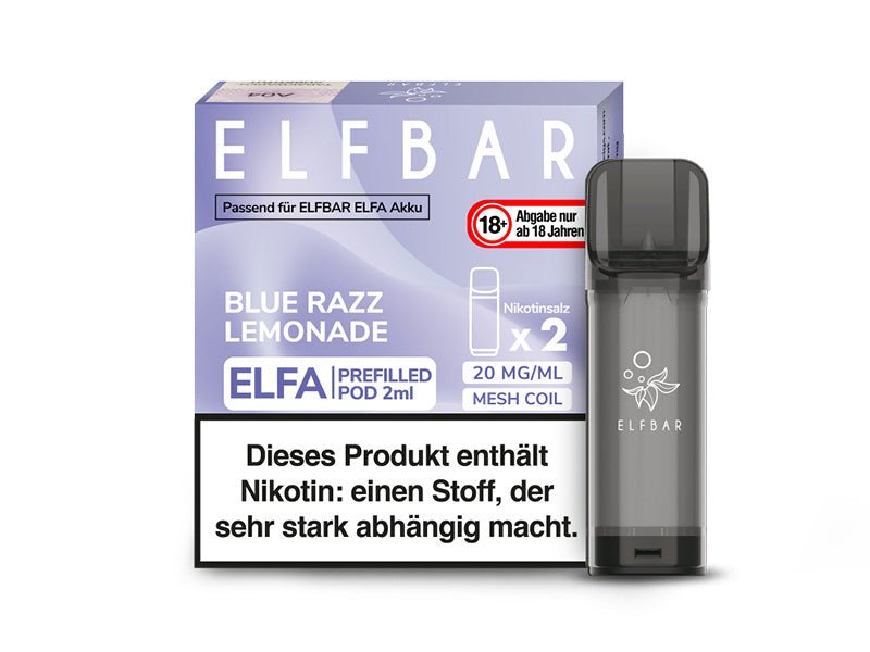 ELFBAR ELFA Prefilled Pod - Blue Razz Lemonade (Limo mit Himbeeren und Zitrus) - 20mg - 2er Set - Dampf - Affe